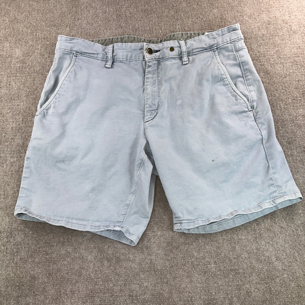 Rag & Bone Seaside Mens Chino Shorts Light Blue Grey Stretch Cotton 33